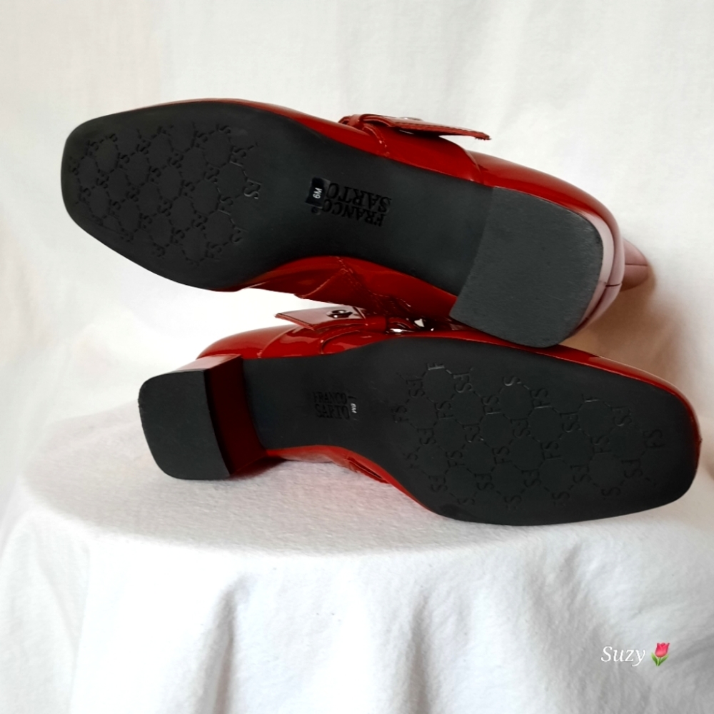 FRANCO SARTO Cherry Red Genuine Patent Leather Booties - Picture 3 of 6